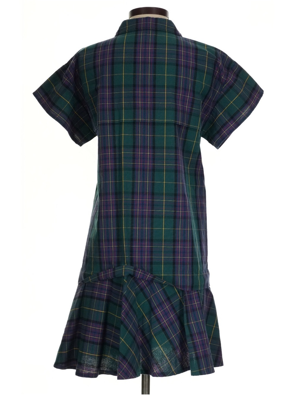 HUNTER BELL Addison Mini Dress Drop Waist Green Tartan Plaid Size Small VGUC - Picture 7 of 9